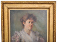 Antique English School Oil on Canvas Painting Female Portrait, Circa 1900