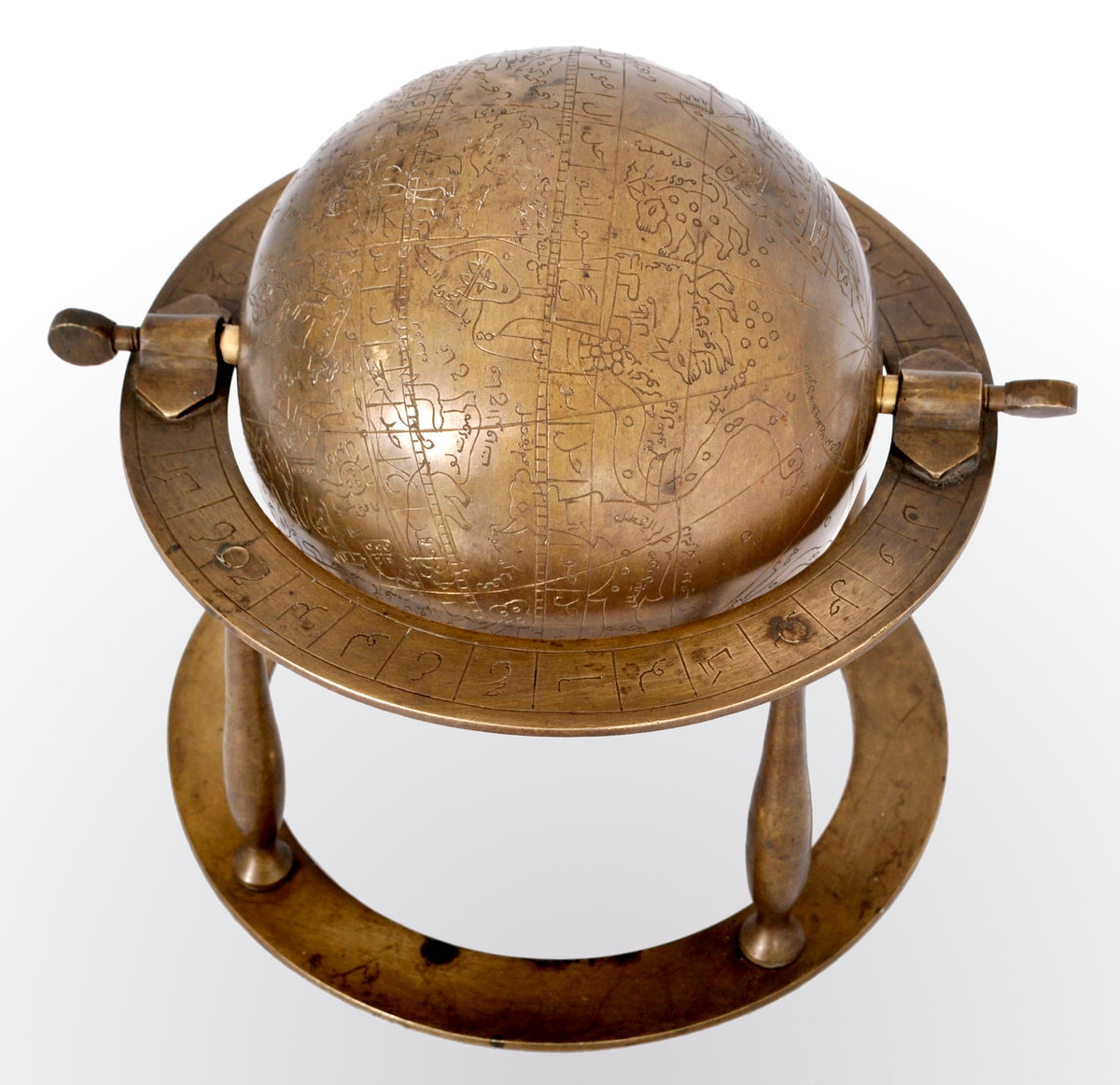 Antique 19th Century Islamic Persian Arabic Bronze Celestial Globe Astrolabe, circa 1850