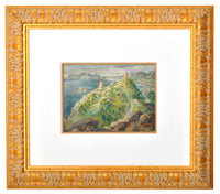 Antique Expressionist Painting of Ibiza by the American Artist Martin Baer 1935