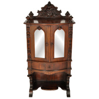 Antique American Renaissance Revival Carved Rosewood Music Cabinet, circa 1870