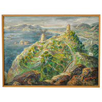 Antique Expressionist Painting of Ibiza by the American Artist Martin Baer 1935