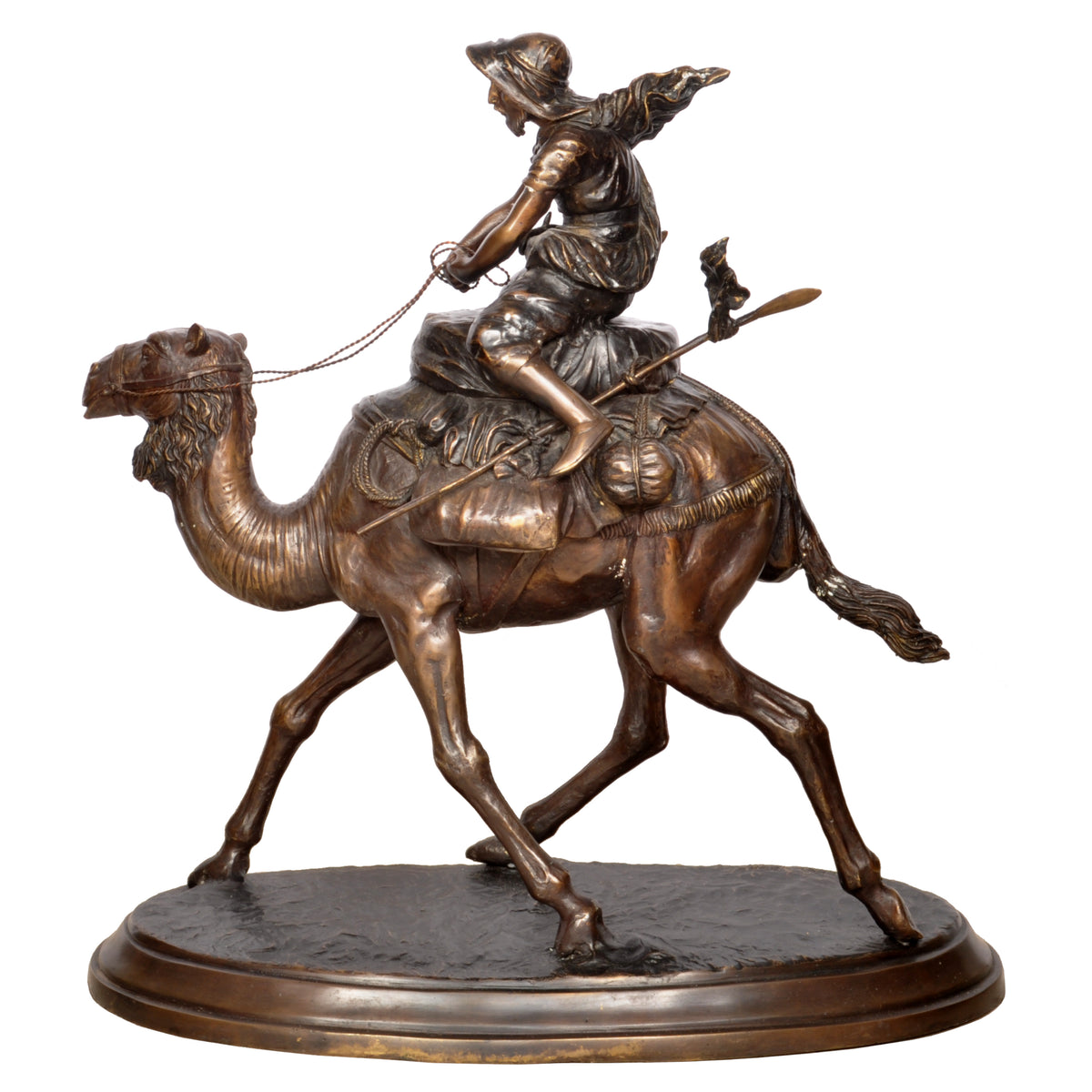 Large Antique Vienna Bronze Orientalist Camel Rider Statue Sculpture Carl Kauba, 1930s