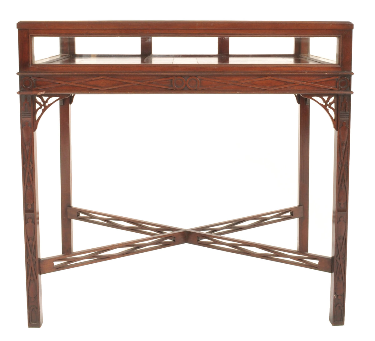 Antique Edwardian George III Chinese Chippendale Style Bijouterie Table / Vitrine / Display Case, Circa 1900