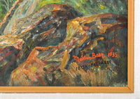 Antique Expressionist Painting of Ibiza by the American Artist Martin Baer 1935