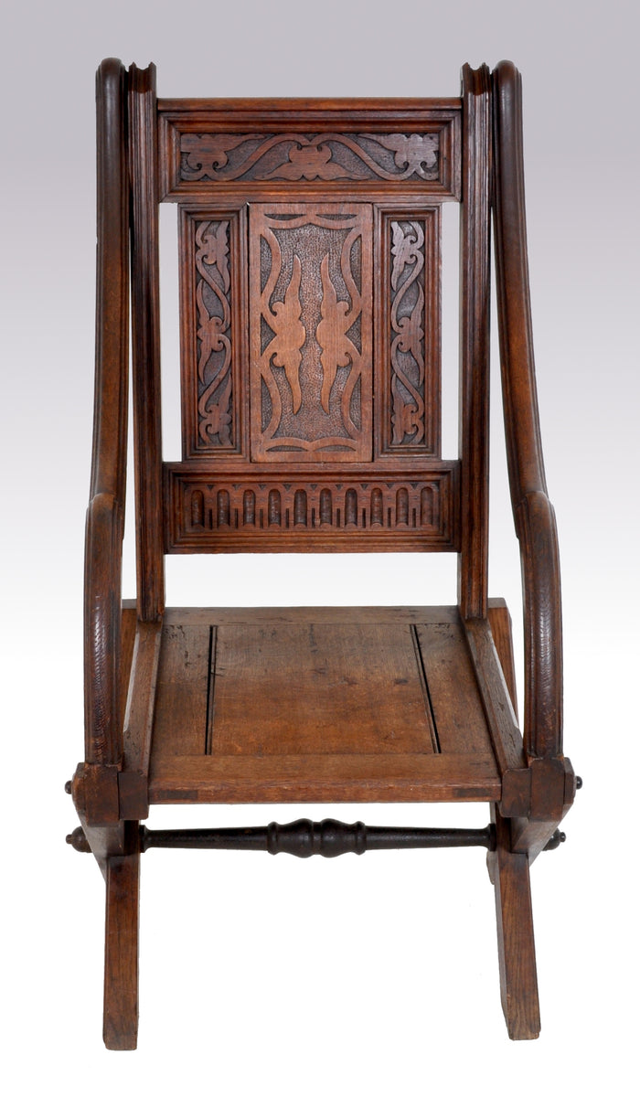 Antique Carved  English Gothic Revival Bishop's Throne Chair, A. W. Pugin, Circa 1855