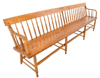 Antique American Windsor Pine & Maple Spindle Back Colonial Deacon's Bench, circa 1860