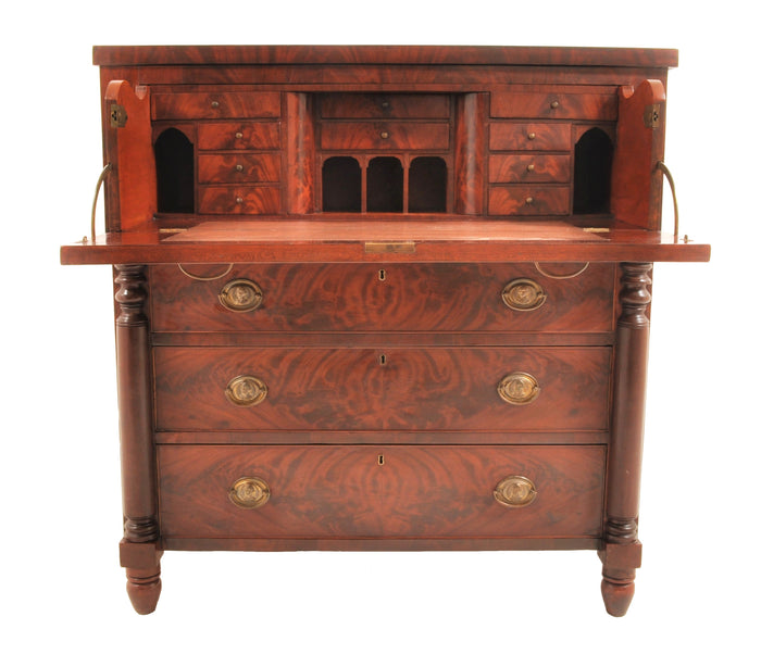Antique American Mahogany Baltimore 'Butler's' Desk/Secretary Chest, Circa 1820