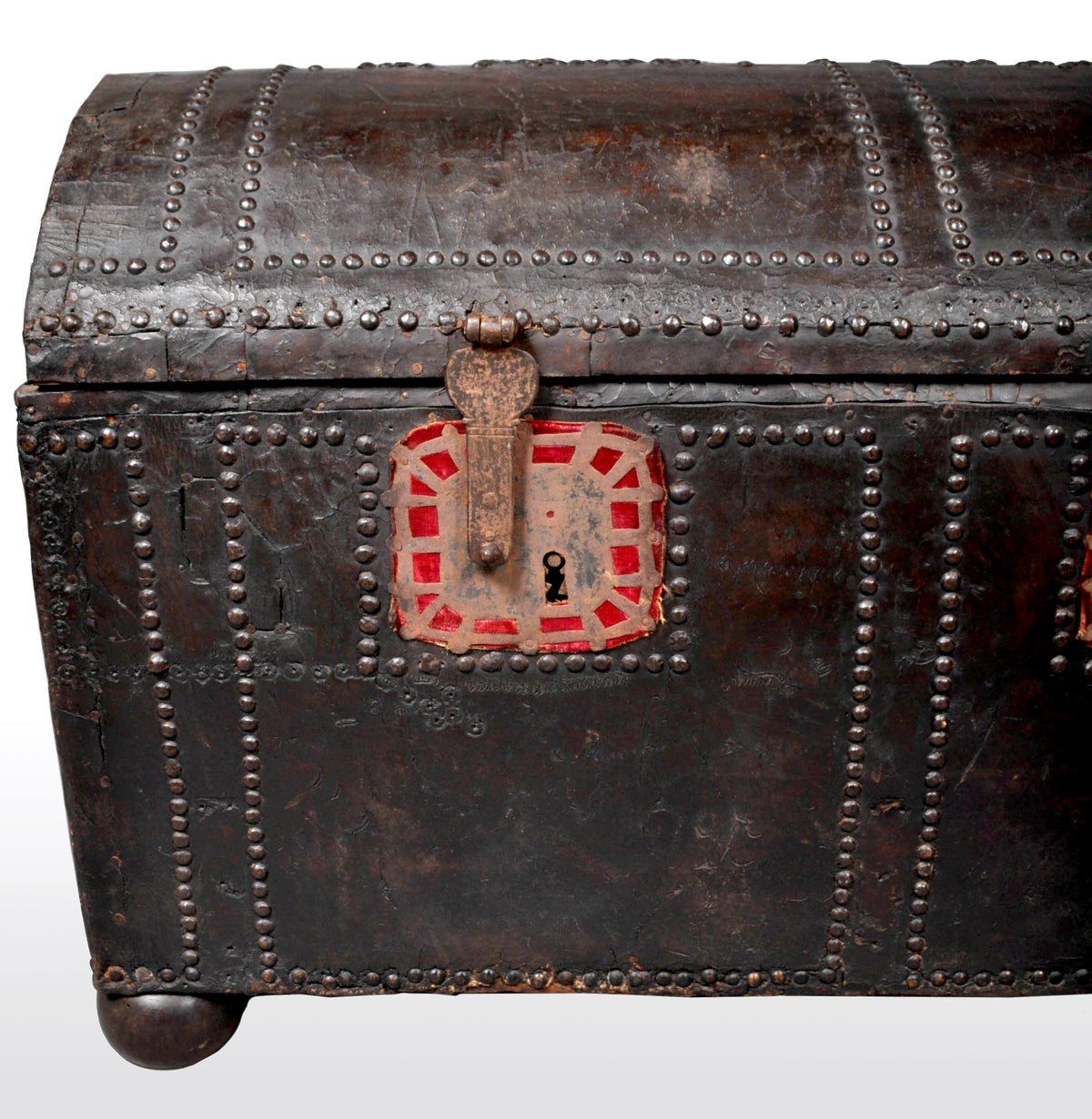 Antique Spanish Baroque Leather and Studded Wedding Trunk / Coffer, circa 1700