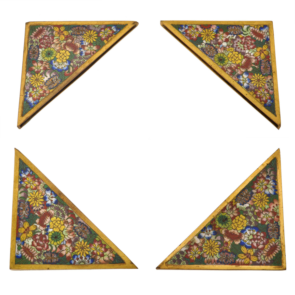 Antique Chinese Qing Enamel Mille Fleur Cloisonné Desk Writing Set Inkwell, Circa 1900