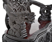Antique Chinese Qing Dynasty Carved Rosewood Dragon Loveseat / Sofa / Bench, Circa 1890