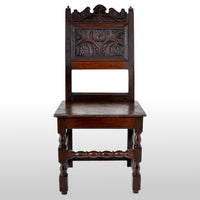 Antique 17th Century English Jacobean Carved Oak Joined Chair, circa 1640