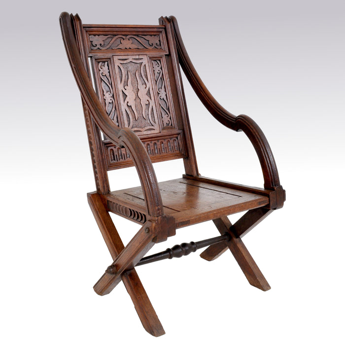 Antique Carved  English Gothic Revival Bishop's Throne Chair, A. W. Pugin, Circa 1855