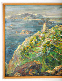 Antique Expressionist Painting of Ibiza by the American Artist Martin Baer 1935