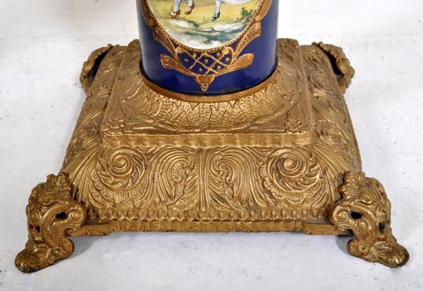 Pair of Antique French Sèvres Style Ormolu and Marble Pedestals, Circa 1850