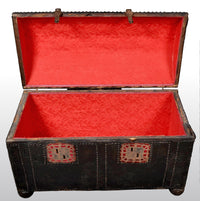 Antique Spanish Baroque Leather and Studded Wedding Trunk / Coffer, circa 1700