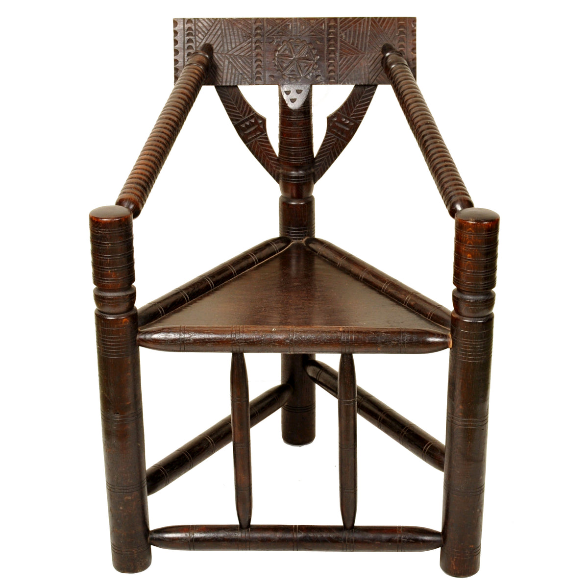 Antique English Arts & Crafts Turner's Corner Chair, Circa 1900
