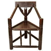 Antique English Arts & Crafts Turner's Corner Chair, Circa 1900