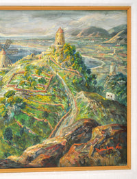 Antique Expressionist Painting of Ibiza by the American Artist Martin Baer 1935