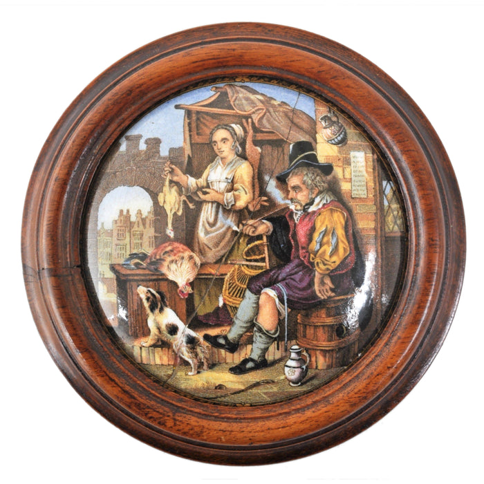 Antique Decorated Prattware Pot Lid, Circa 1870