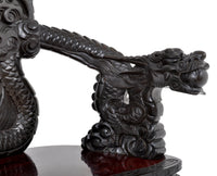 Antique Chinese Qing Dynasty Carved Rosewood Dragon Loveseat / Sofa / Bench, Circa 1890