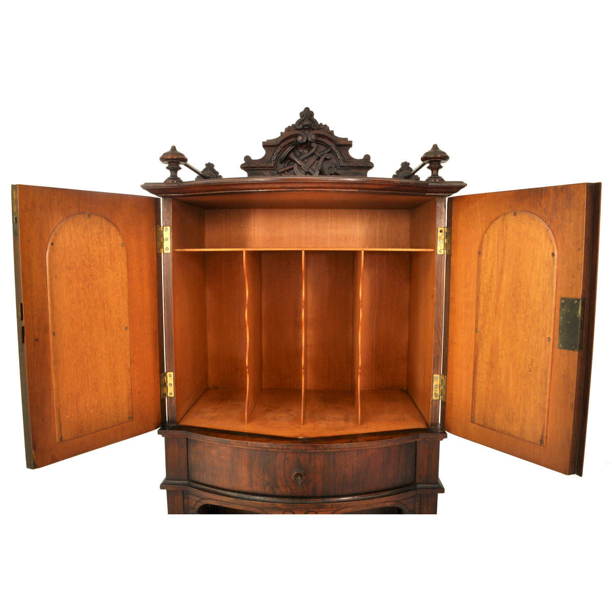 Antique American Renaissance Revival Carved Rosewood Music Cabinet, circa 1870