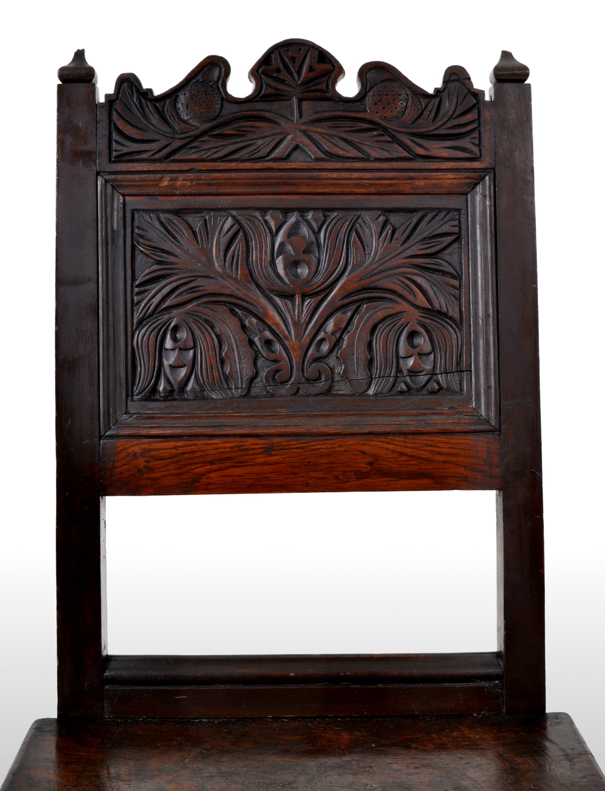Antique 17th Century English Jacobean Carved Oak Joined Chair, circa 1640