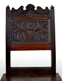 Antique 17th Century English Jacobean Carved Oak Joined Chair, circa 1640