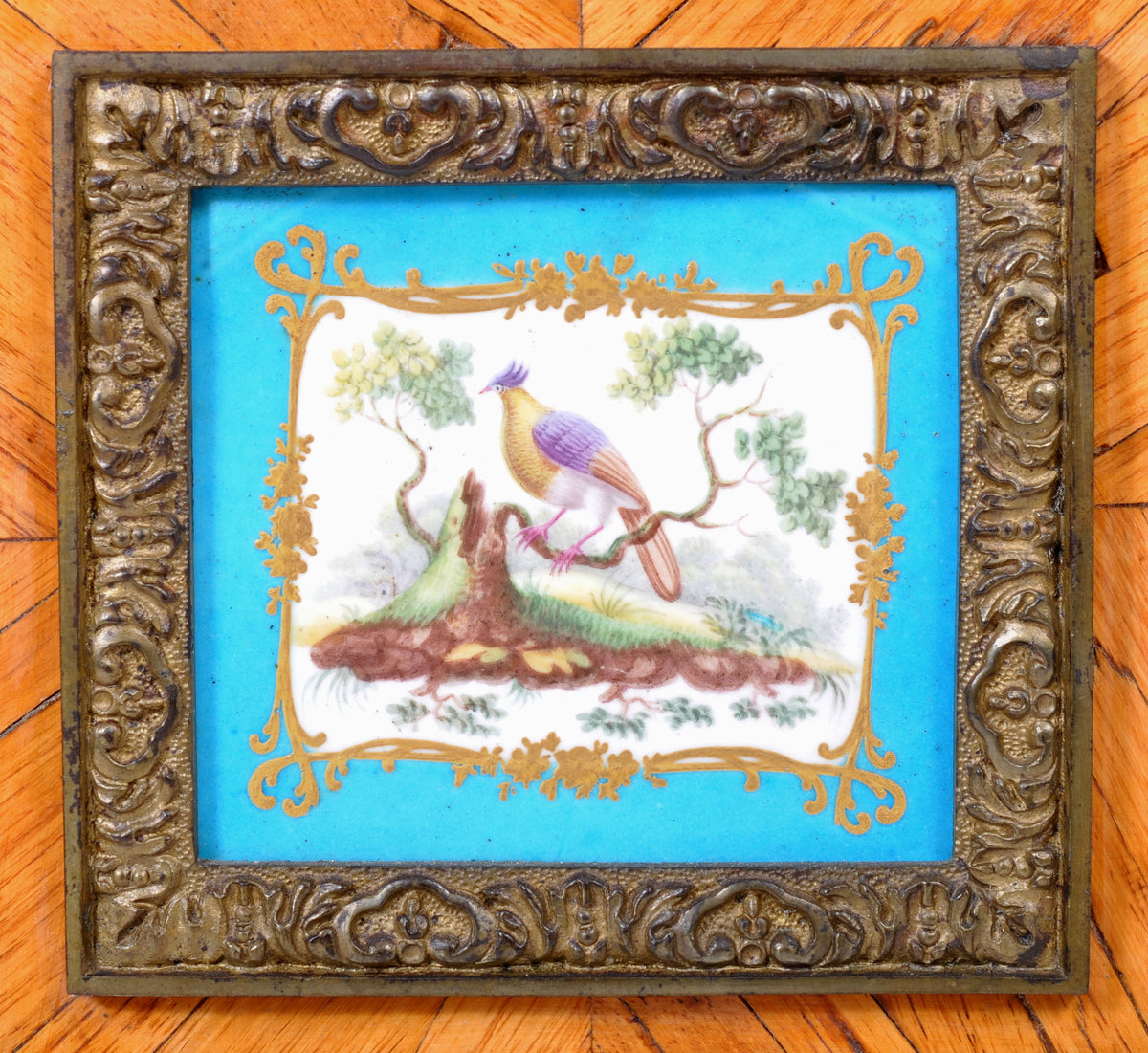 Pair of Antique French Louis XV Tulipwood and Sèvres Porcelain Jardinieres / Planters, circa 1840