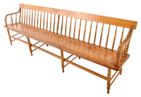 Antique American Windsor Pine & Maple Spindle Back Colonial Deacon's Bench, circa 1860
