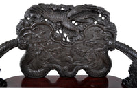 Antique Chinese Qing Dynasty Carved Rosewood Dragon Loveseat / Sofa / Bench, Circa 1890