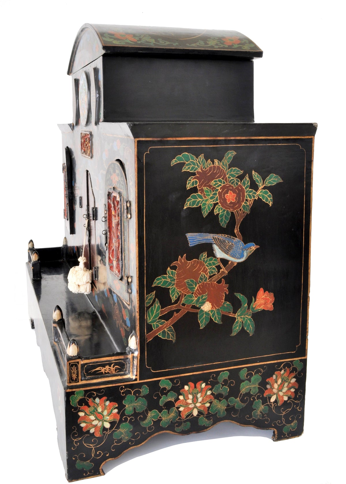 Antique Chinese Qing Dynasty Lacquer Cloisonné Buddhistic Shrine / Cabinet, circa 1900