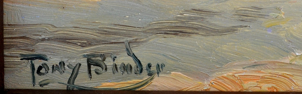 Antique Orientalist Painting of Cairo, Egypt by Anton 'Tony' Binder (1868-1944), Oil on Panel, circa 1895