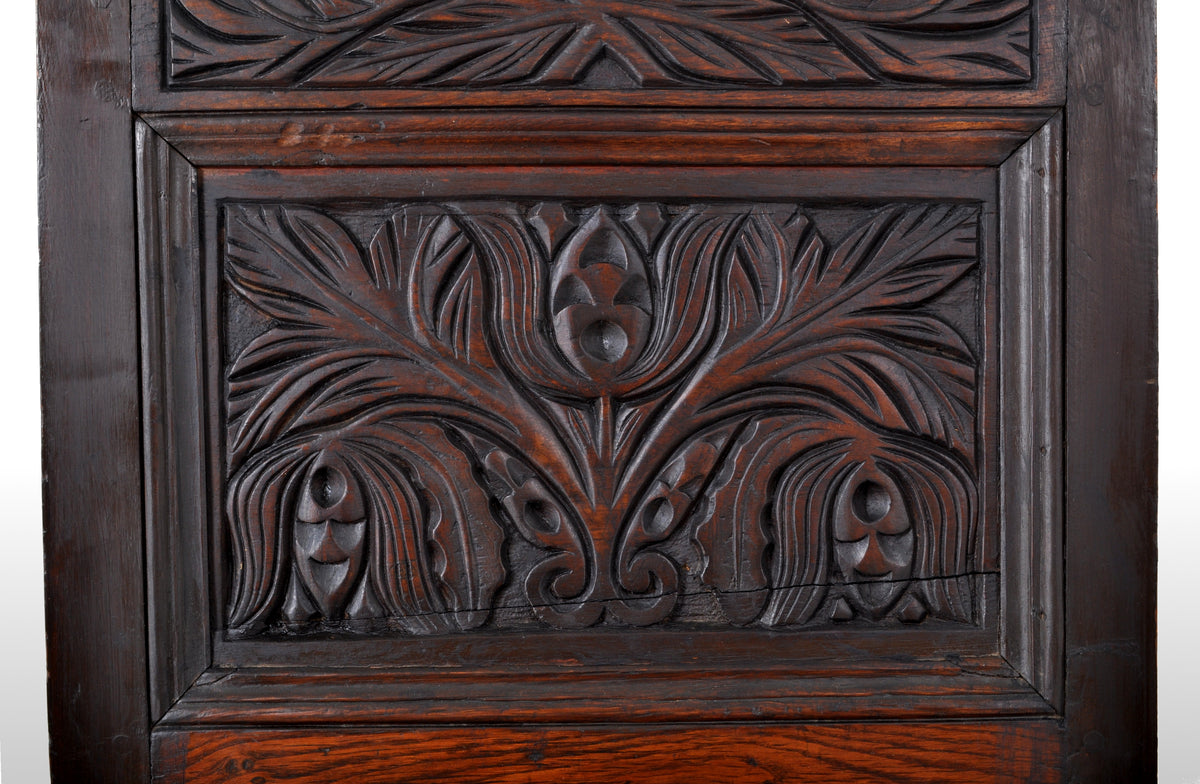 Antique 17th Century English Jacobean Carved Oak Joined Chair, circa 1640
