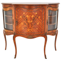 Antique French Louis XV Inlaid Walnut Ormolu Serpentine Display Cabinet / Buffet, circa 1890
