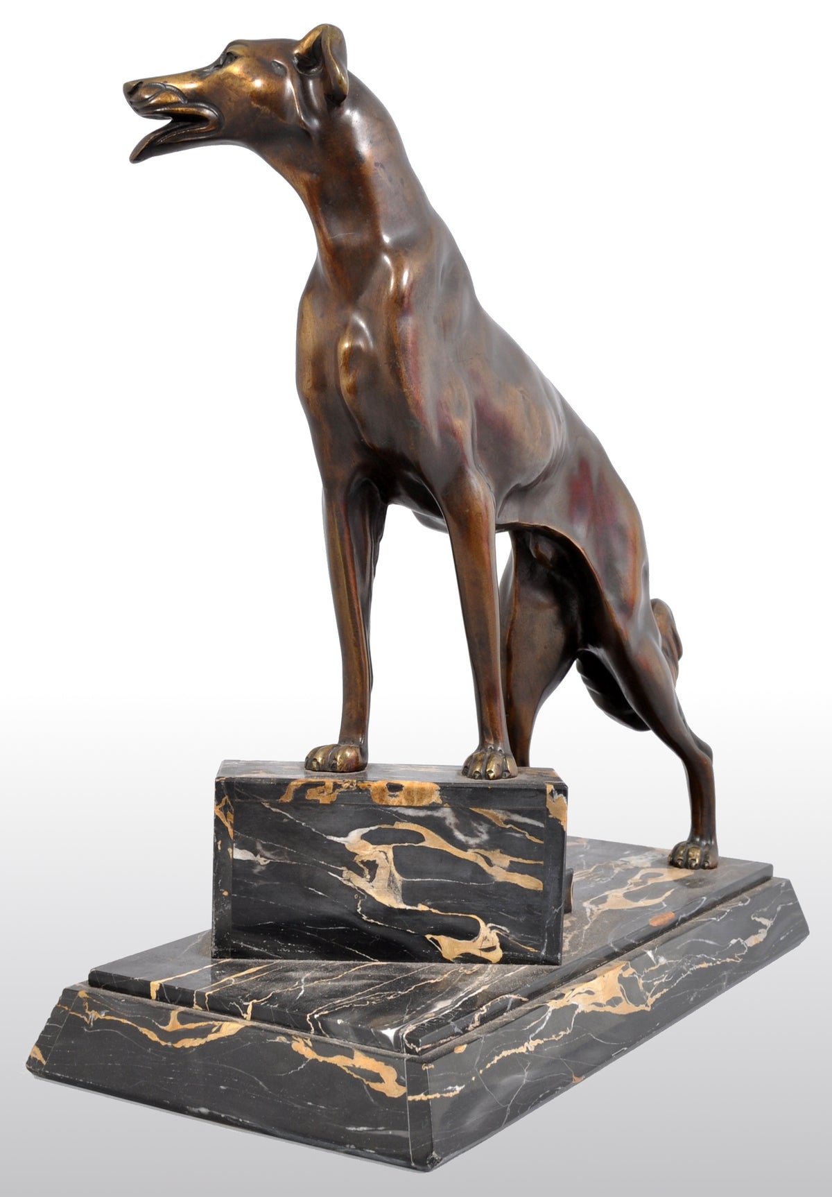 Antique Art Deco Bronze Russian Borzoi/Wolfhound/Dog by Louis-Albert Carvin (1875-1951)