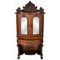 Antique American Renaissance Revival Carved Rosewood Music Cabinet, circa 1870