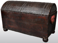 Antique Spanish Baroque Leather and Studded Wedding Trunk / Coffer, circa 1700
