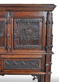 Antique French Gothic Oak Chalice Court / Cabinet / Sideboard, circa 1860