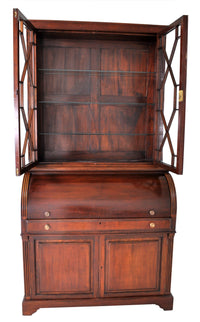 Fine Antique 19th Century George IV Mahogany Cylinder Bookcase / Secretary / Desk, Circa 1830