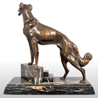 Antique Art Deco Bronze Russian Borzoi/Wolfhound/Dog by Louis-Albert Carvin (1875-1951)
