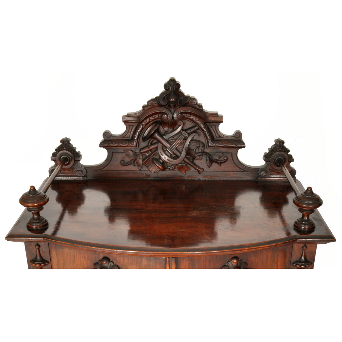 Antique American Renaissance Revival Carved Rosewood Music Cabinet, circa 1870