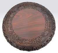 Antique 19th Century Anglo-Indian Carved Rosewood Tilt-Top Table, Circa 1870