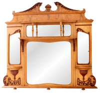 Antique American Neo-Classical Walnut & Ash Overmantel Mirror, circa 1870