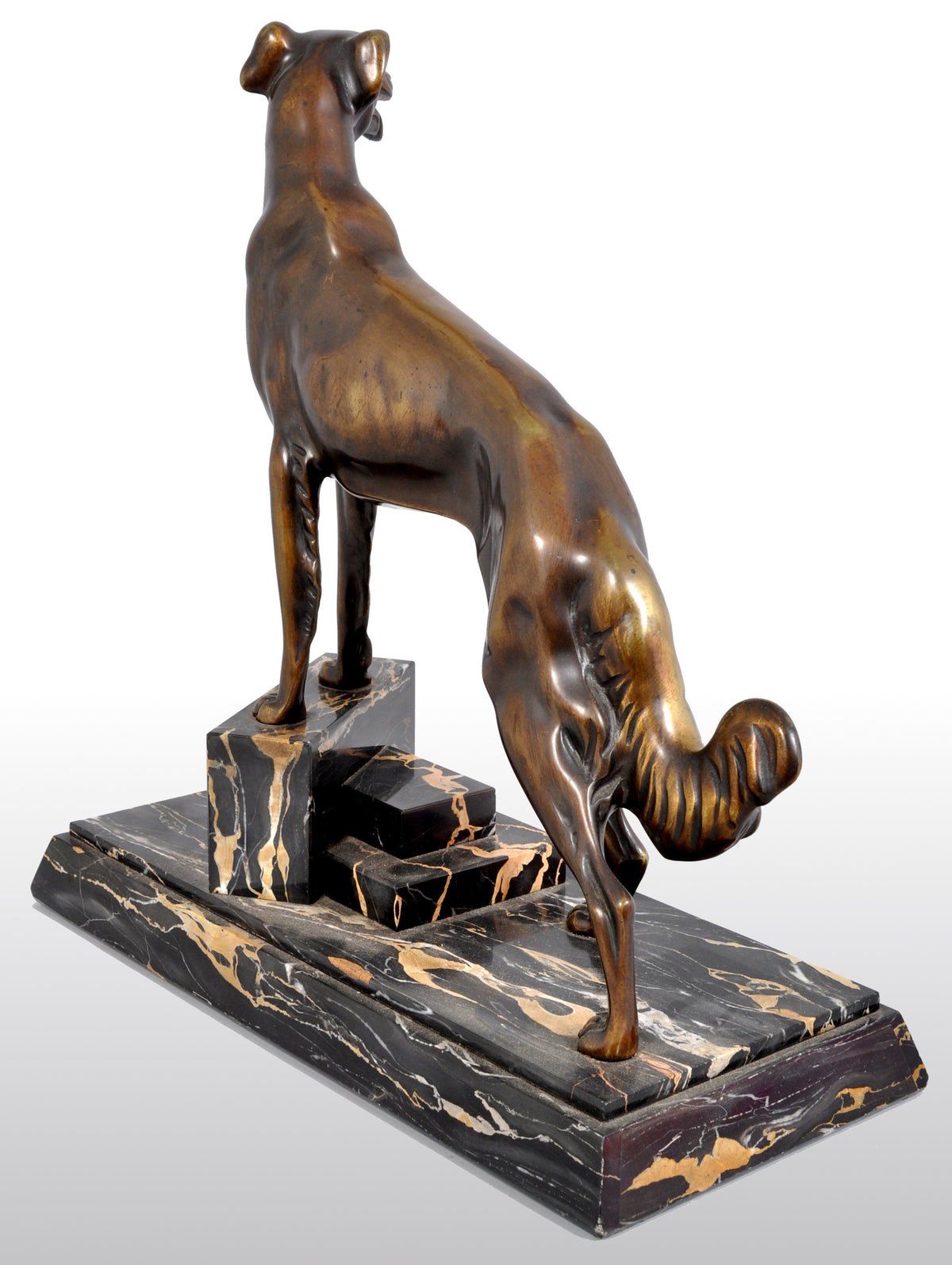 Antique Art Deco Bronze Russian Borzoi/Wolfhound/Dog by Louis-Albert Carvin (1875-1951)