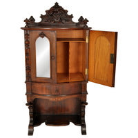 Antique American Renaissance Revival Carved Rosewood Music Cabinet, circa 1870