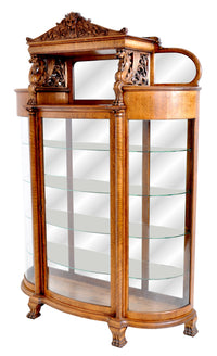 Antique American R. J. Horner Carved Oak Winged Griffin China Hutch / Cabinet, circa 1890