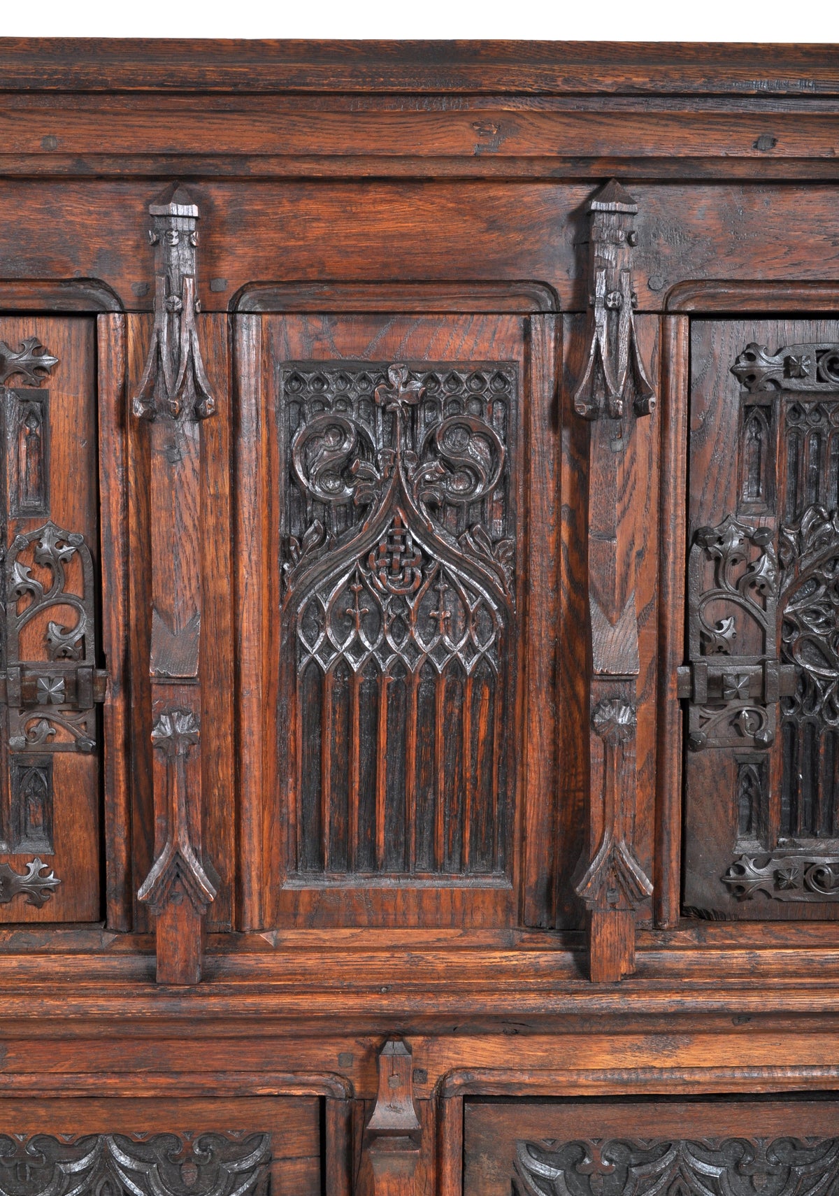 Antique French Gothic Oak Chalice Court / Cabinet / Sideboard, circa 1860