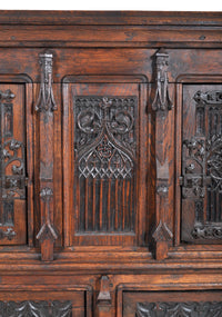 Antique French Gothic Oak Chalice Court / Cabinet / Sideboard, circa 1860