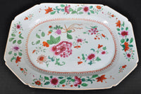 Antique Chinese Qing Dynasty Famille Rose Celadon Octagonal Serving Plate, Circa 1850