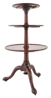 Antique George III Chippendale Mahogany 3-tier Dumb Waiter, Circa 1760